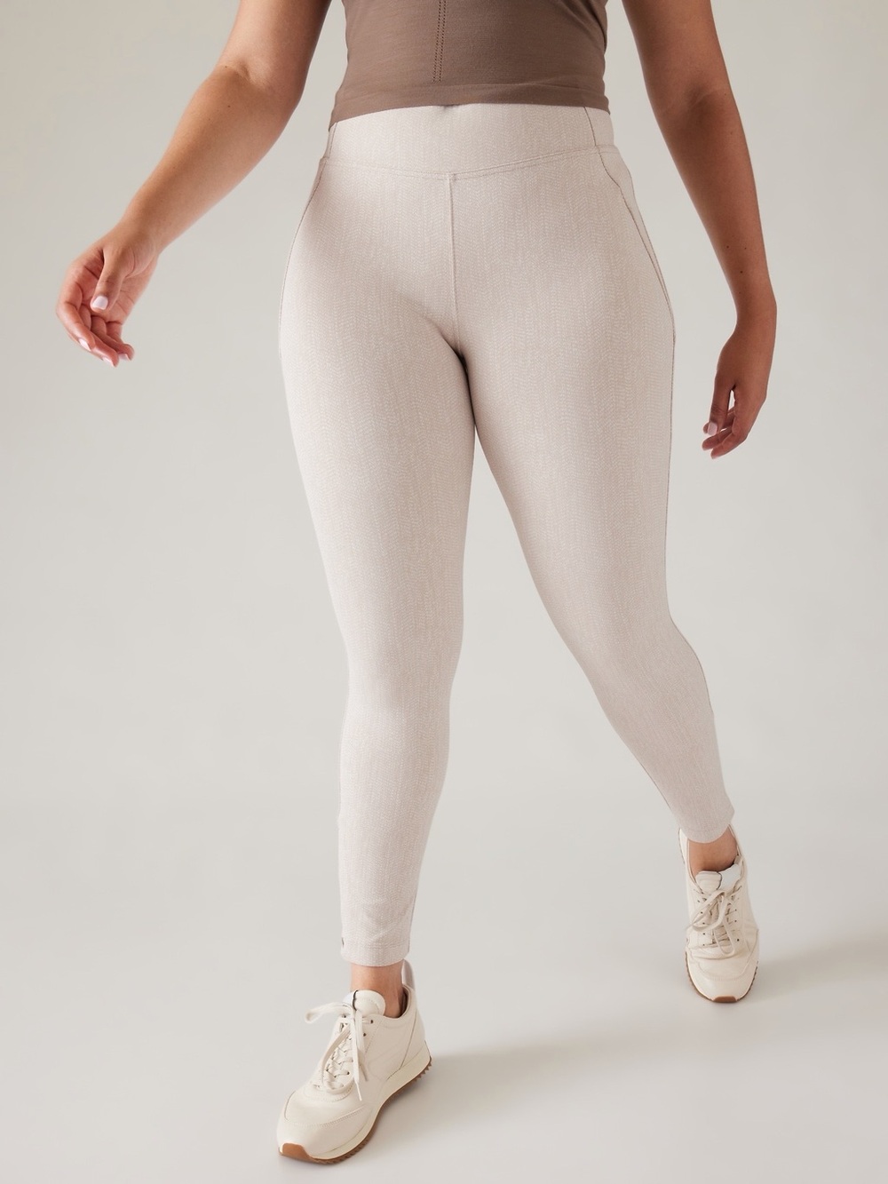 Athleta Delancey Skyline Textured Tight Cream Braiden Leggings Large